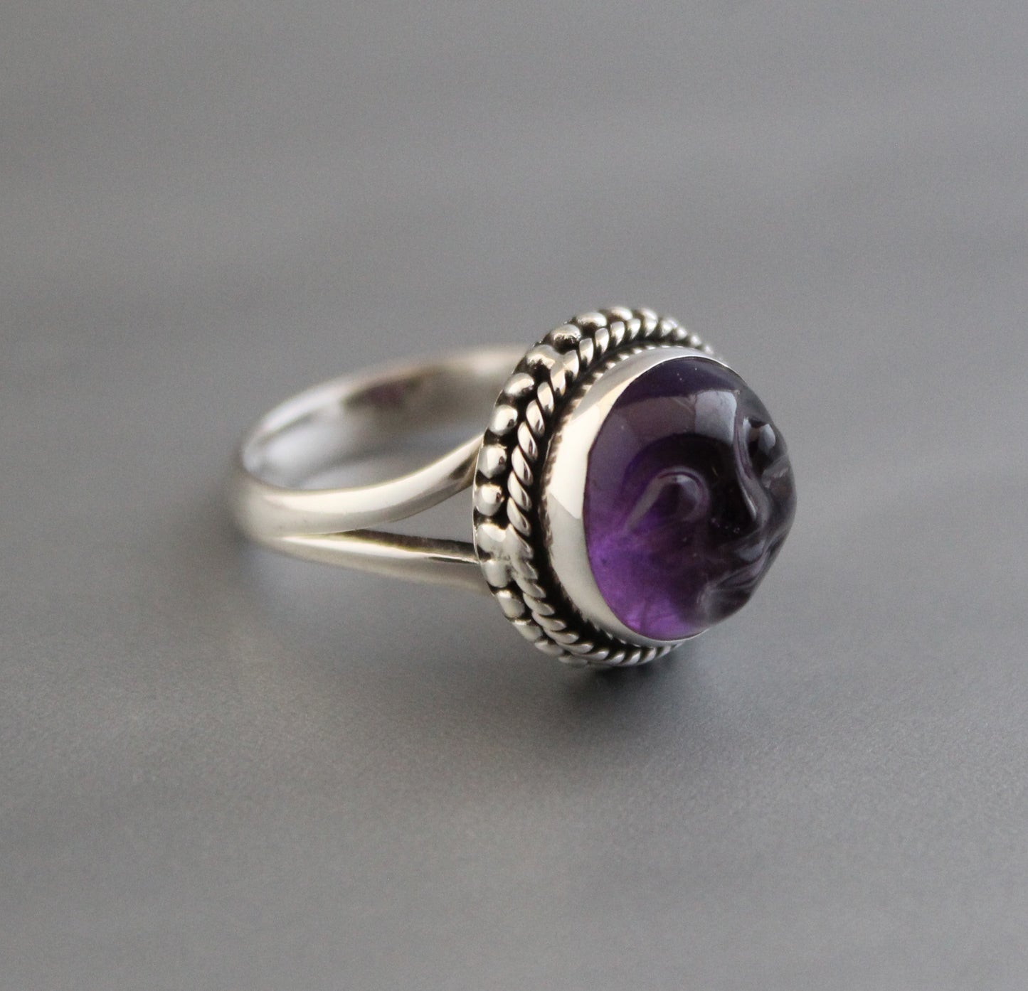 Amethyst Moon Ring