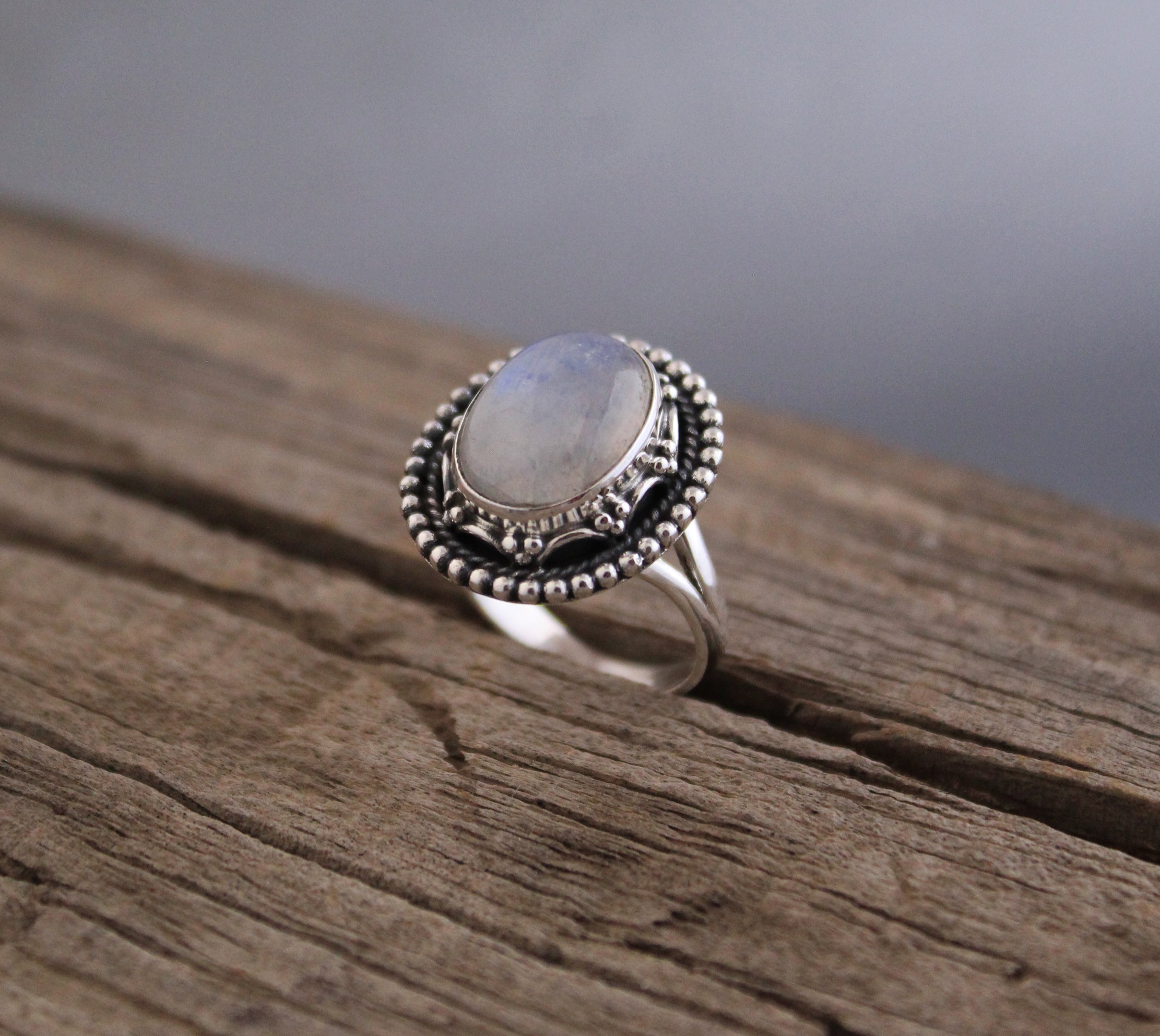 Rainbow Moonstone Ring