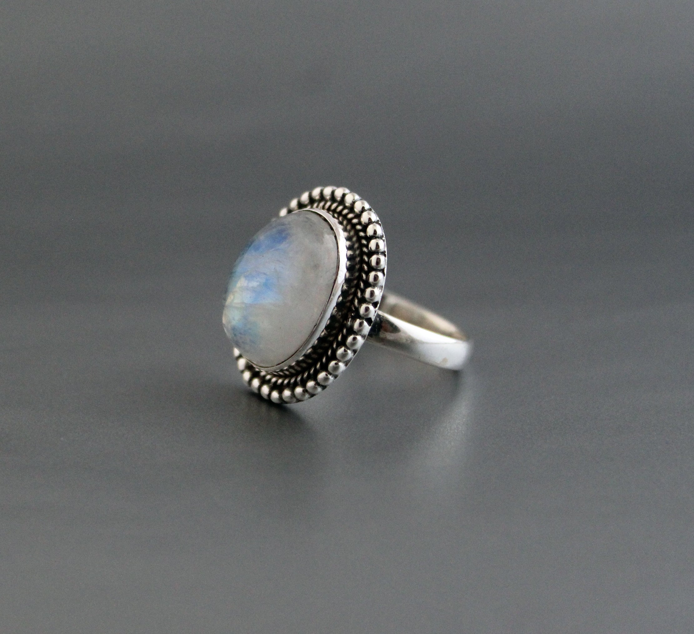 Rainbow Moonstone Ring, Gemstone Ring