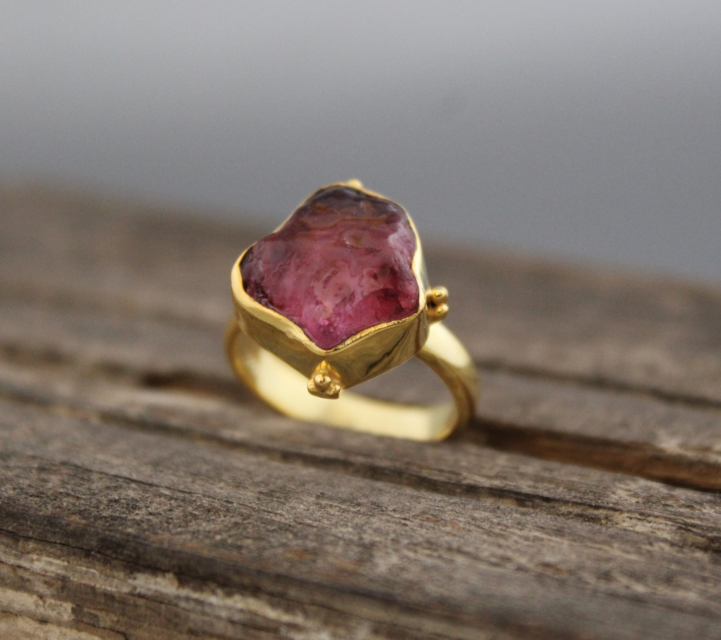 Raw Pink Tourmaline Ring