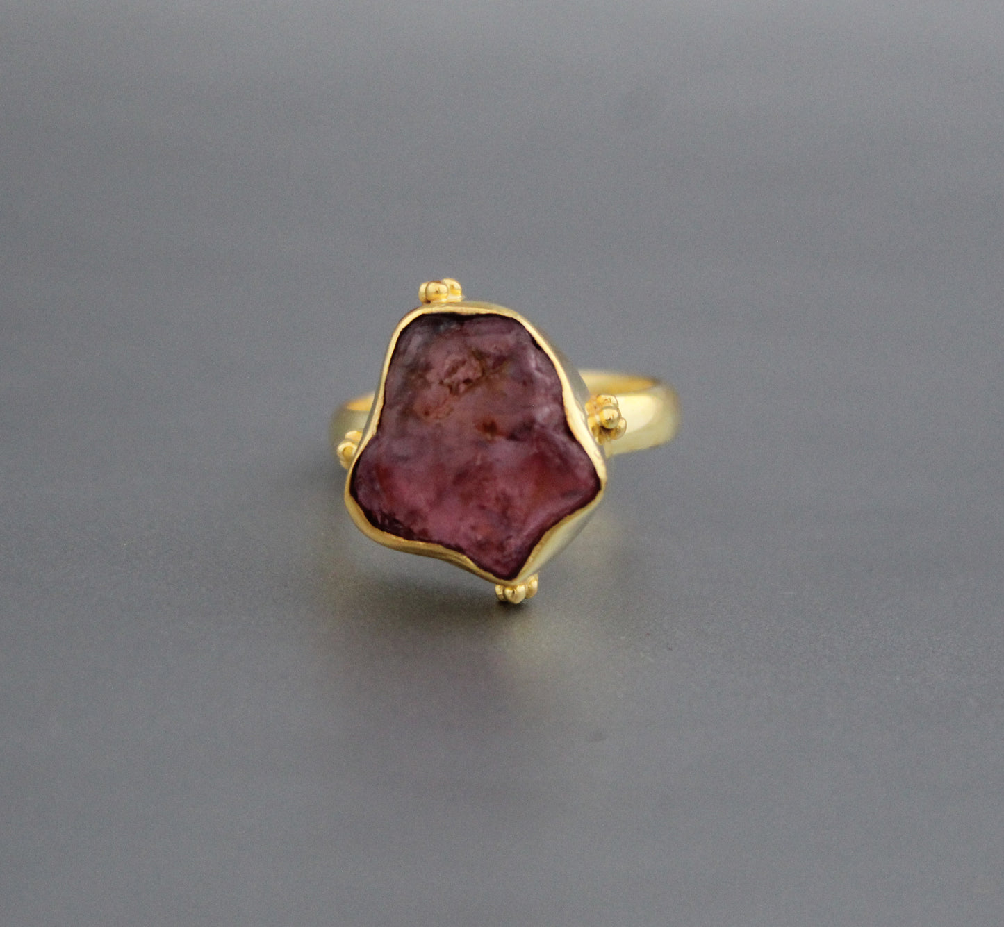 Raw Pink Tourmaline Ring