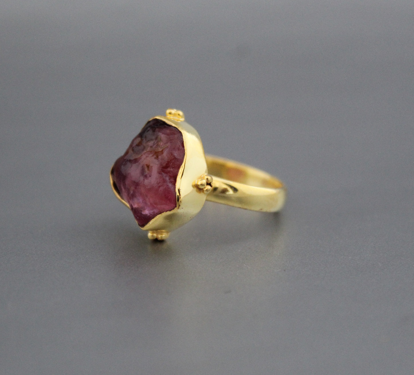 Raw Pink Tourmaline Ring