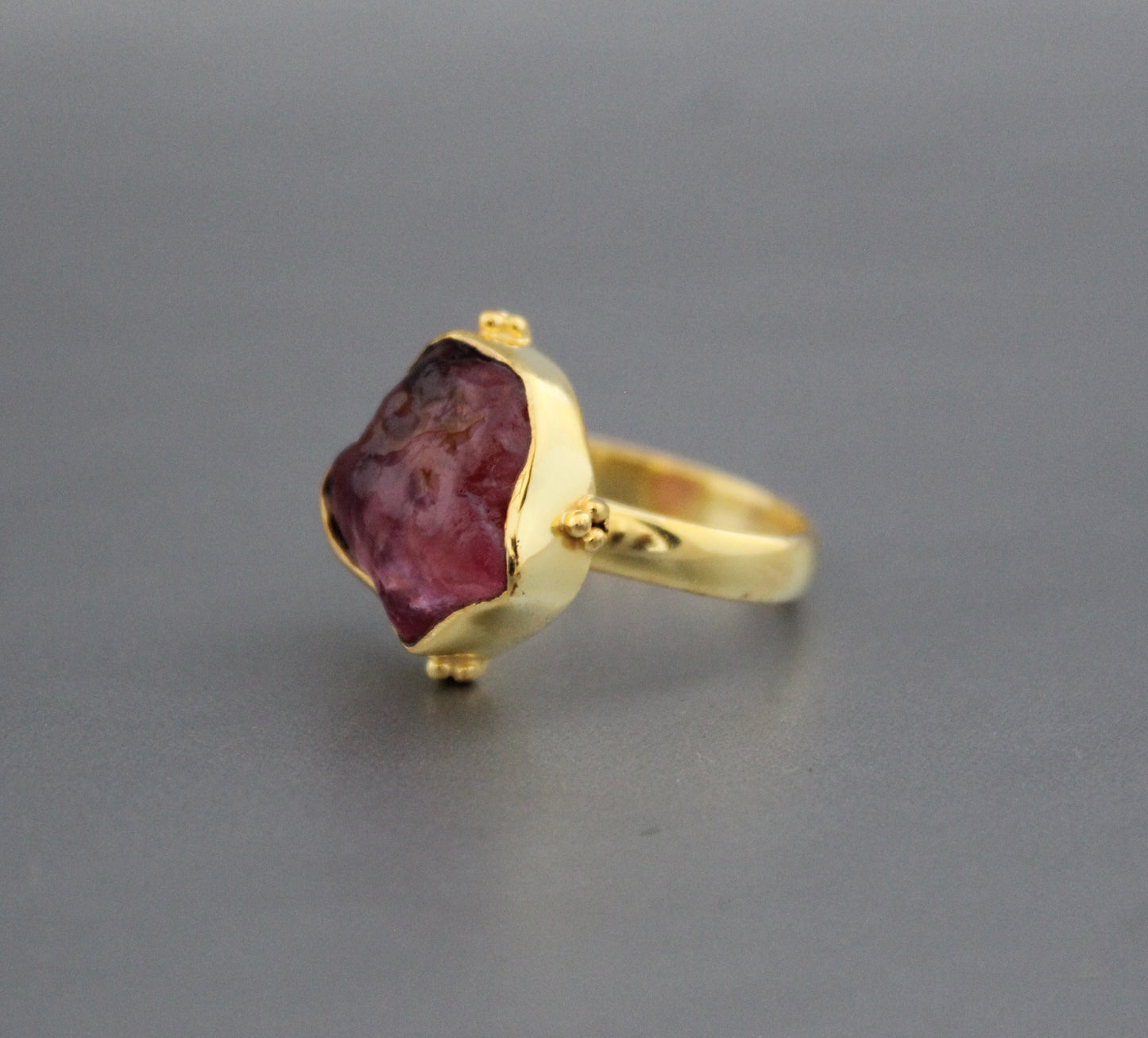 Raw Pink Tourmaline Ring