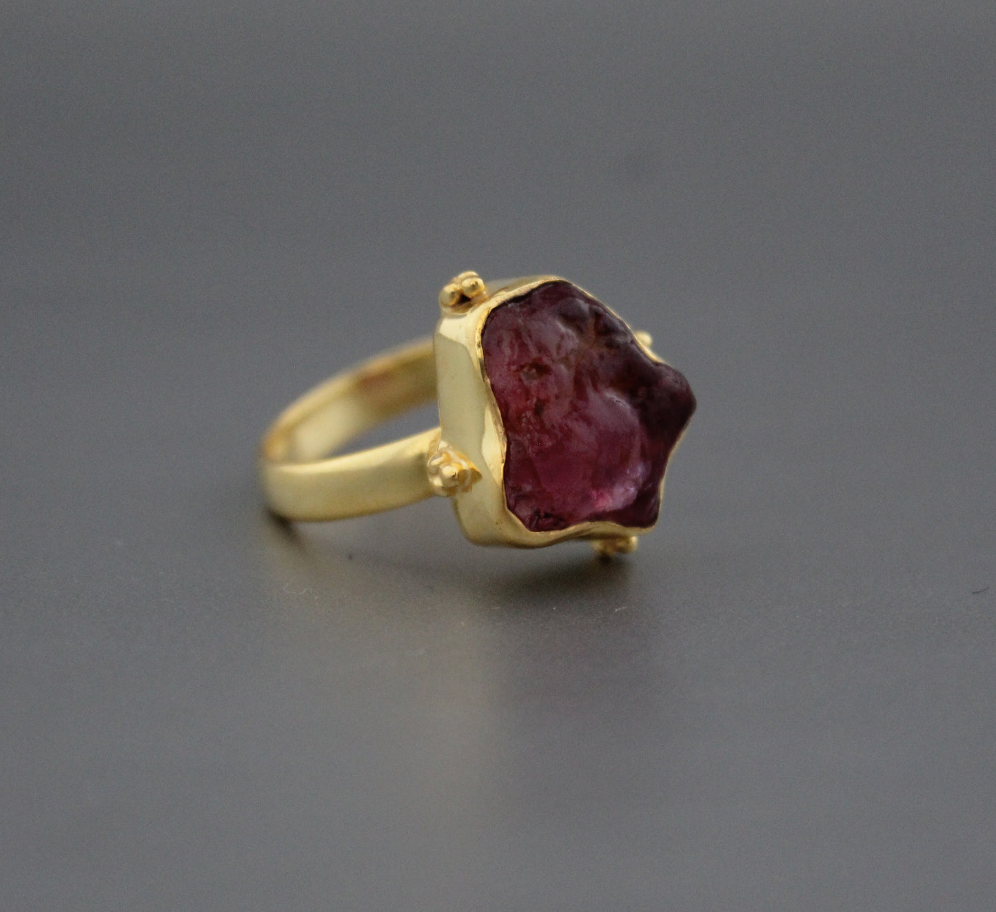 Raw Pink Tourmaline Ring