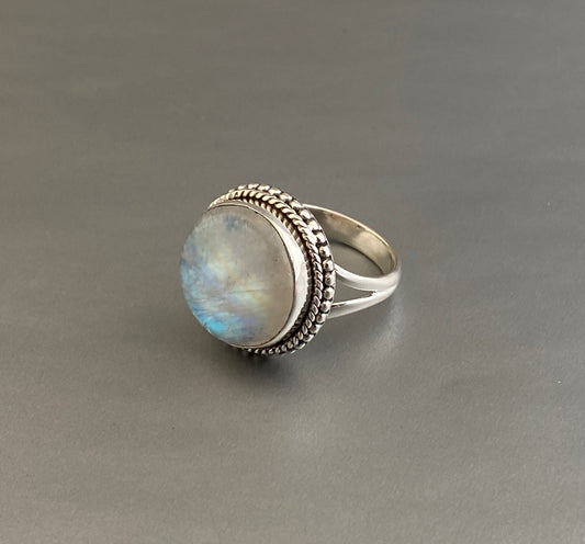 Rainbow Moonstone Ring