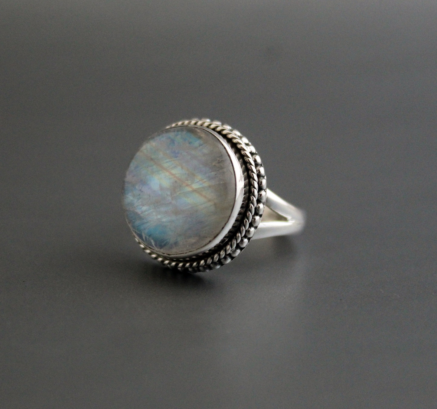 Rainbow Moonstone Ring