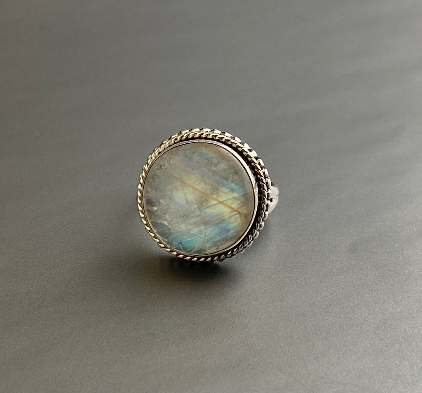 Rainbow Moonstone Ring