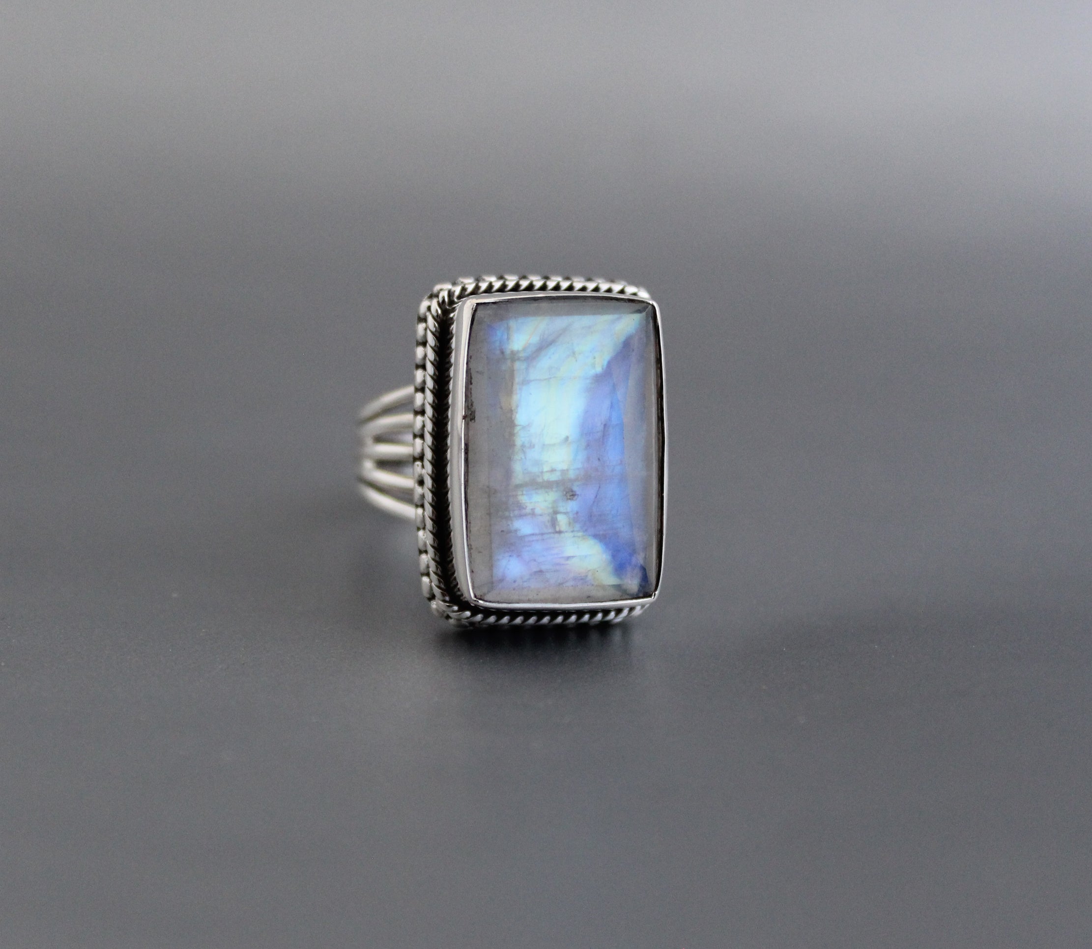 Rainbow Moonstone Ring