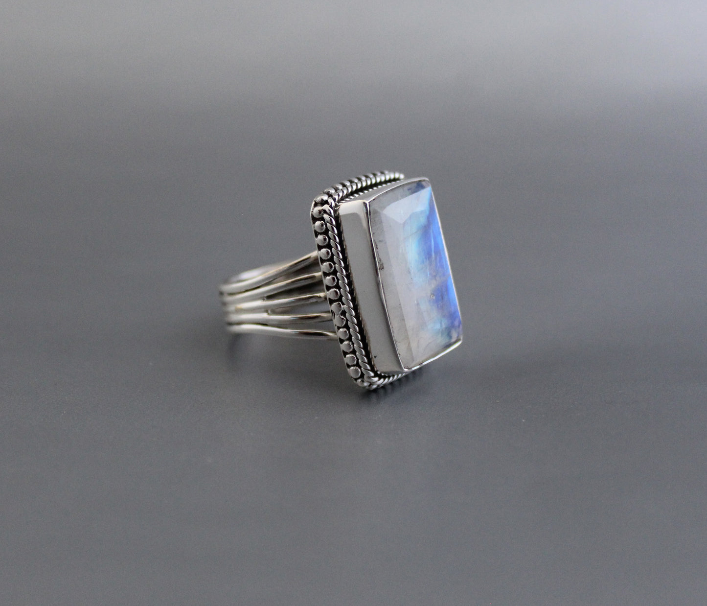 Rainbow Moonstone Ring