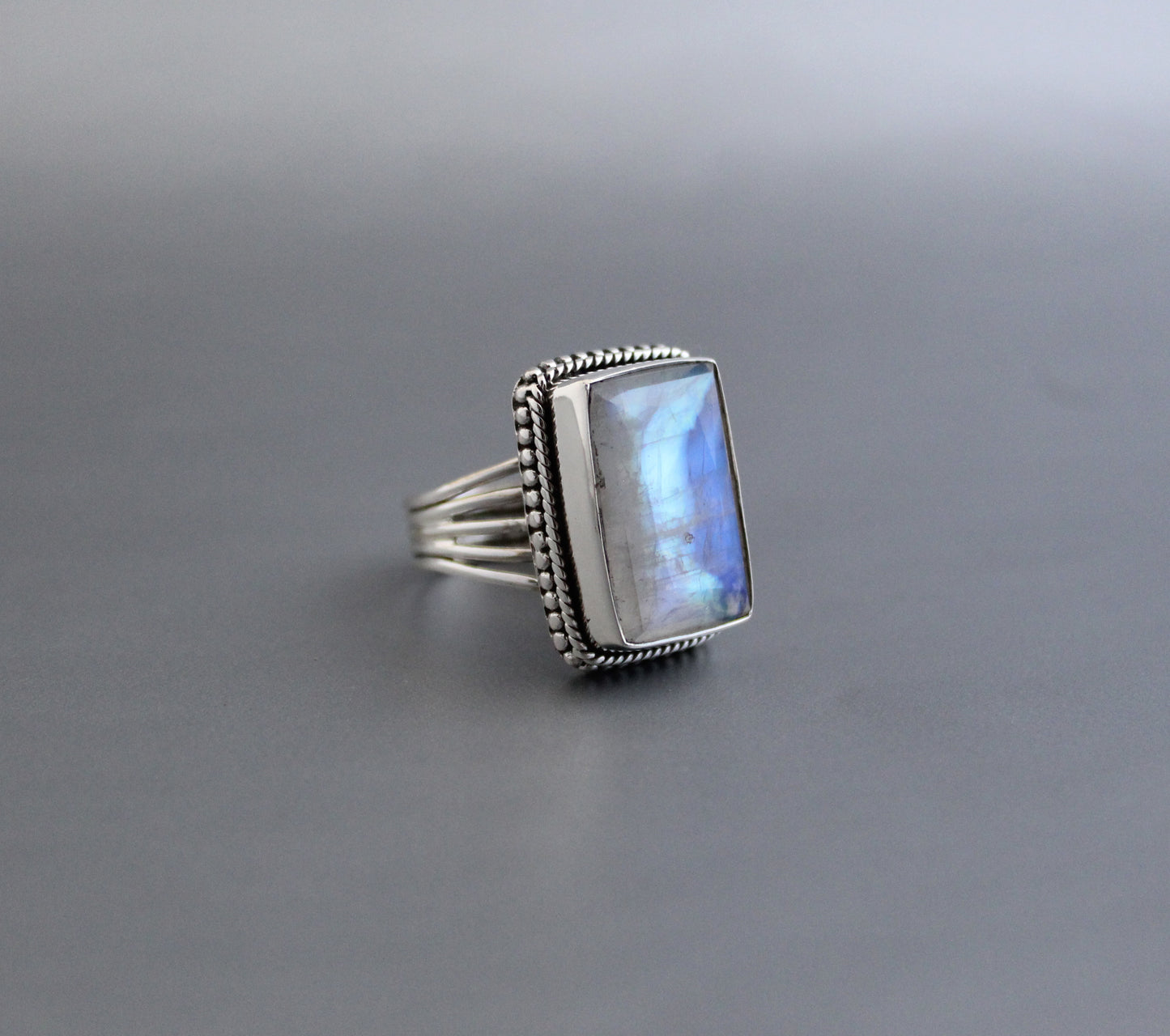 Rainbow Moonstone Ring