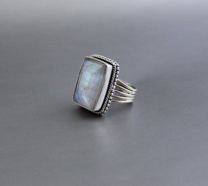 Rainbow Moonstone Ring