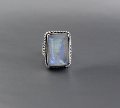 Rainbow Moonstone Ring