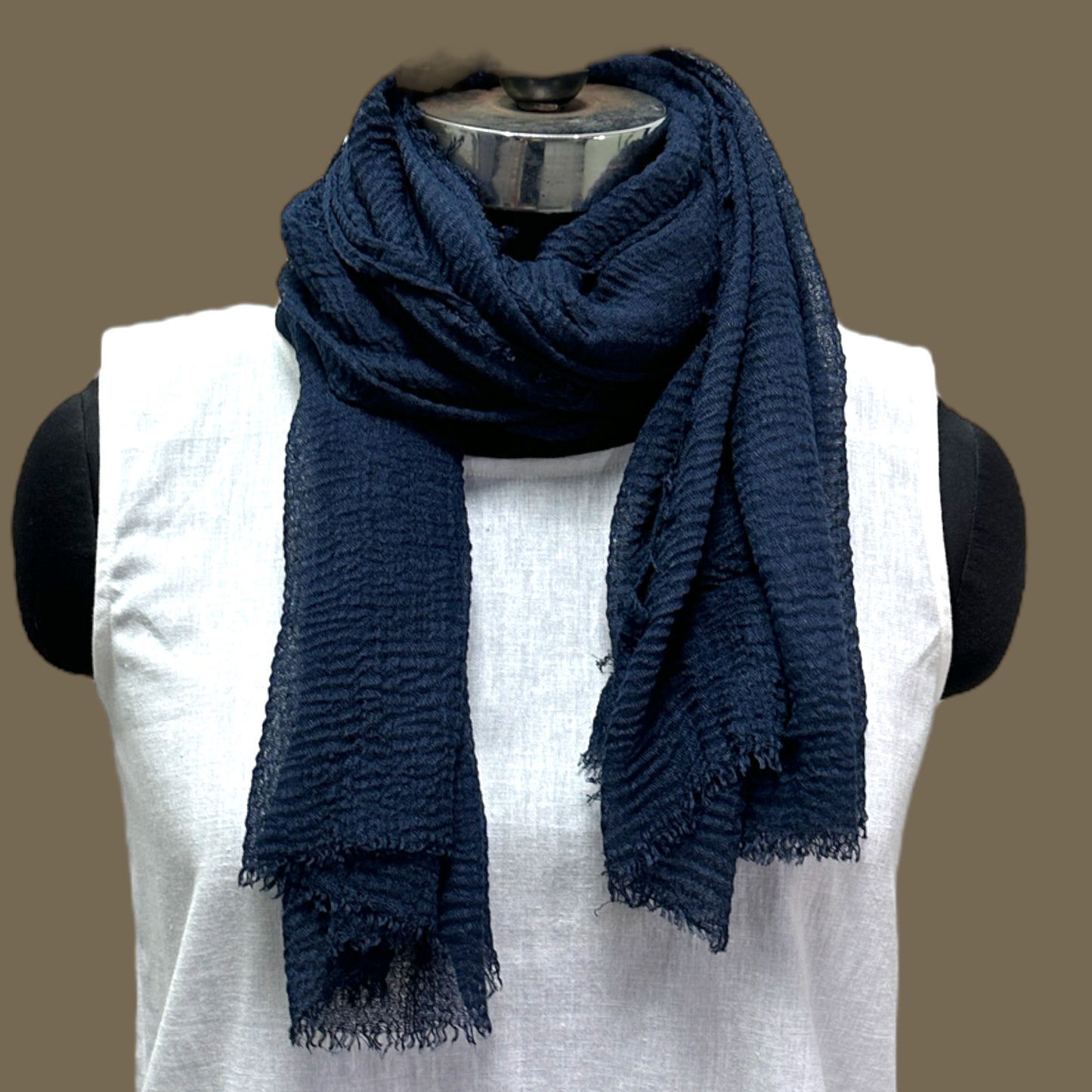 Navy Blue Soft Lightweight Cotton Scarf