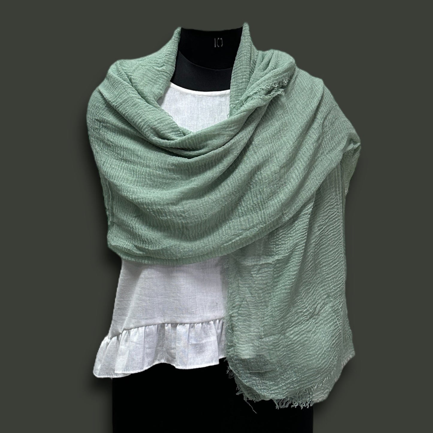 Light Green Softened Thin Cotton Summer Wrap Stole