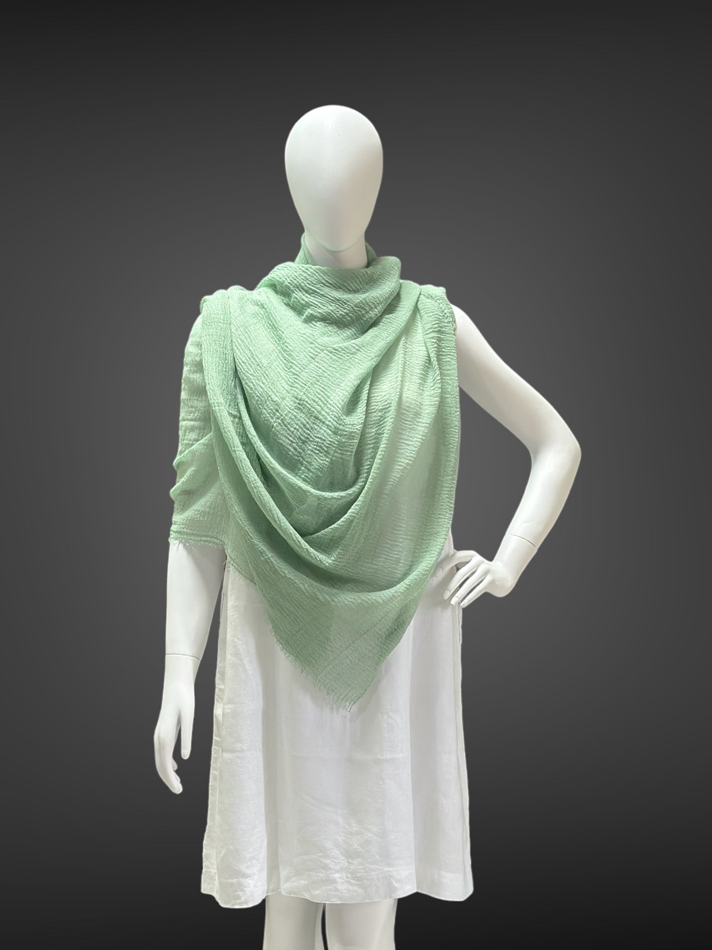 Light Green Softened Thin Cotton Summer Wrap Stole