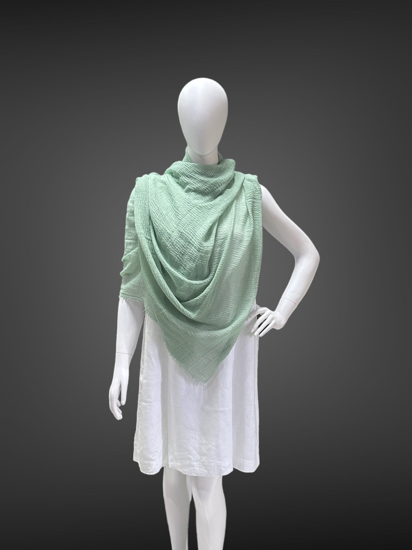 Light Green Softened Thin Cotton Summer Wrap Stole