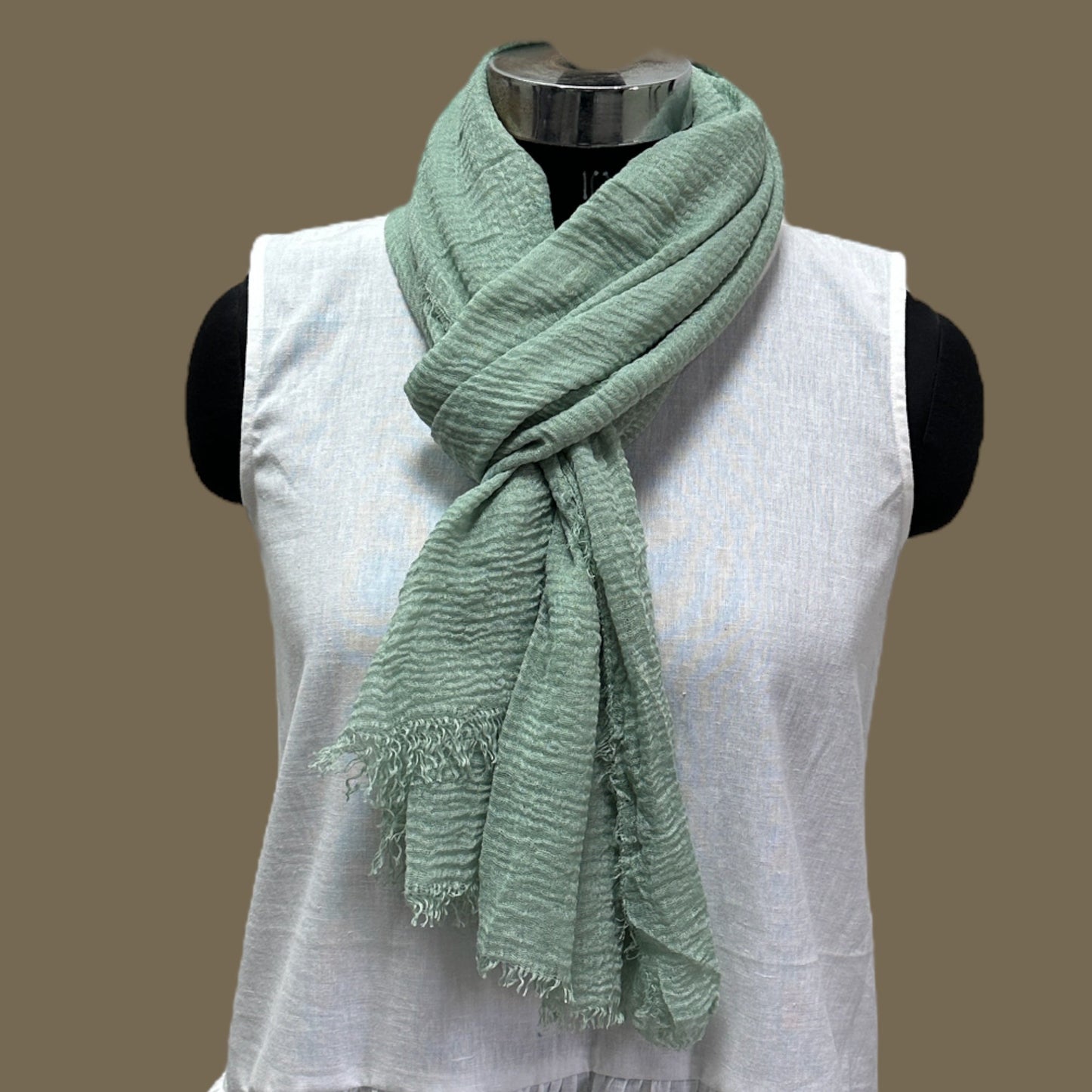 Light Green Softened Thin Cotton Summer Wrap Stole