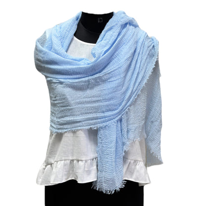 Light Blue Cotton Scarf for Women and Men