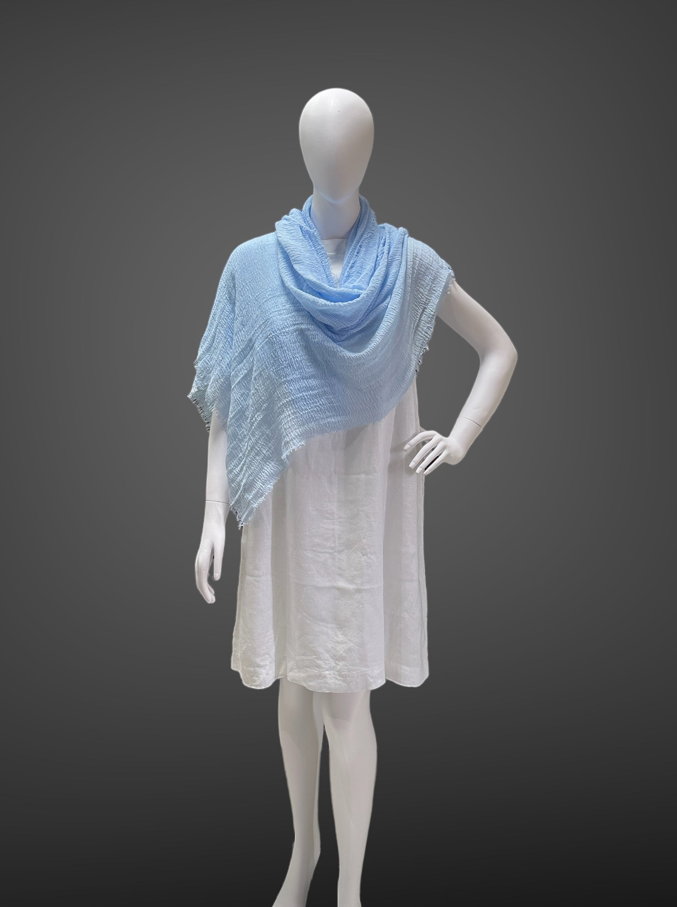 Light Blue Cotton Scarf for Women and Men