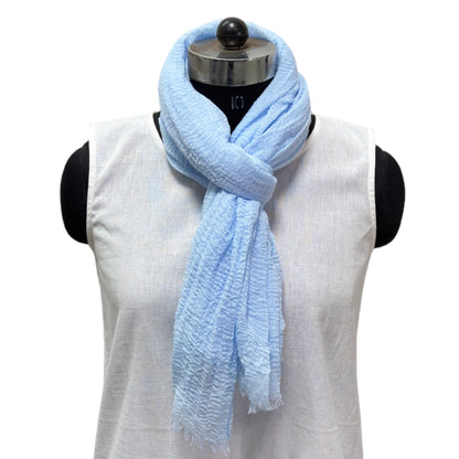 Light Blue Cotton Scarf for Women and Men