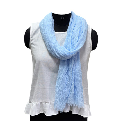 Light Blue Cotton Scarf for Women and Men