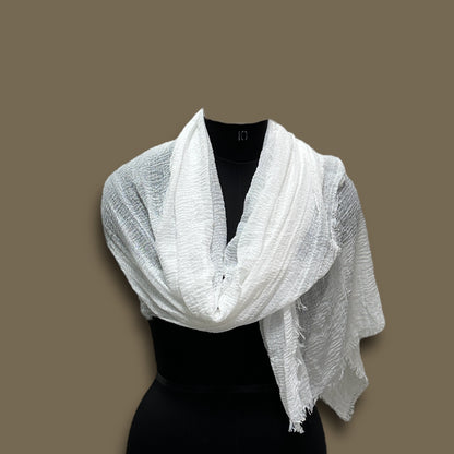 White cotton All Seasons Unisex Scarf