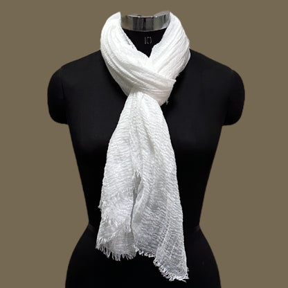 White cotton All Seasons Unisex Scarf