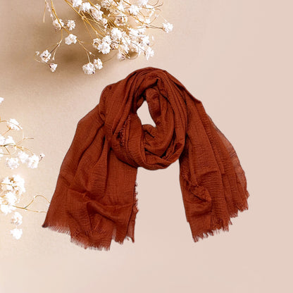 Brown Super Soft Cotton Lightweight Head Neck Wrap Stole