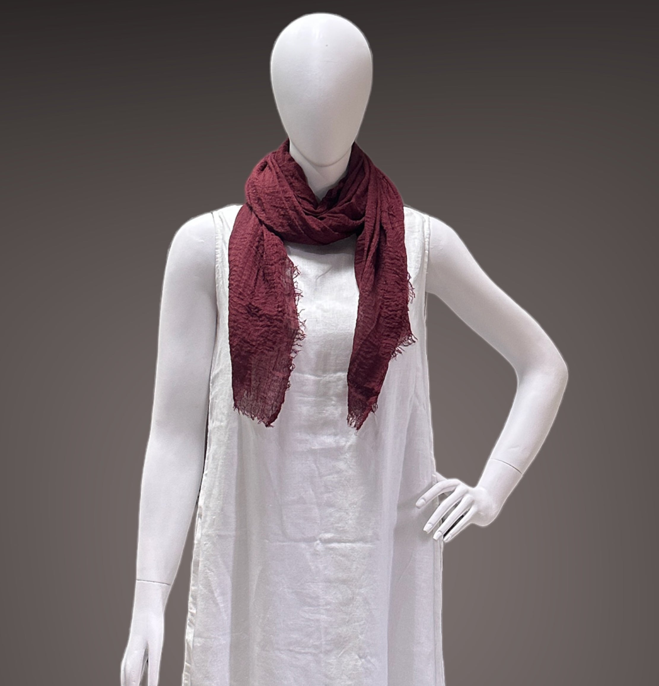 Burgundy Cotton Lightweight and breathable Scarfs for Men and Women