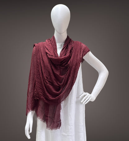 Burgundy Cotton Lightweight and breathable Scarfs for Men and Women