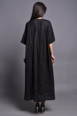 Pure Linen Maxi Dress, Loose Linen Dress With Pockets