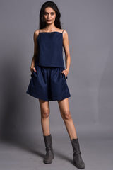 Navy Blue Linen Cami Top