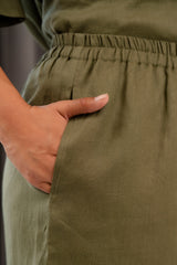 Linen Long Pants, Elastic Waist Pants