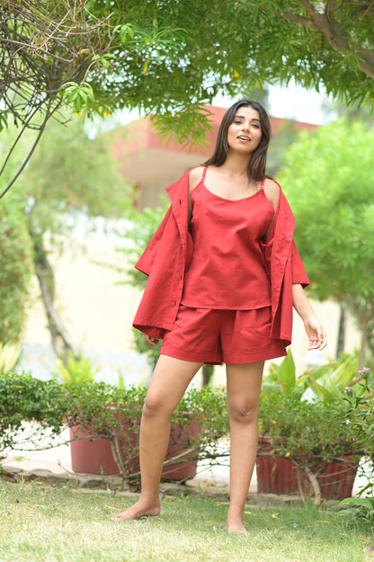 Comfortable Collared Shirt with Shorts, Bridesmaid Lounge Wear