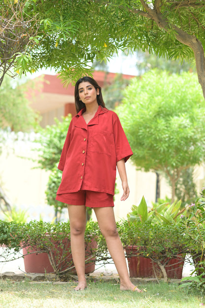 Comfortable Collared Shirt with Shorts, Bridesmaid Lounge Wear