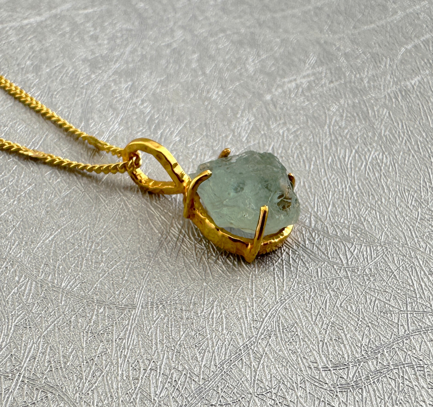 Raw aquamarine necklace