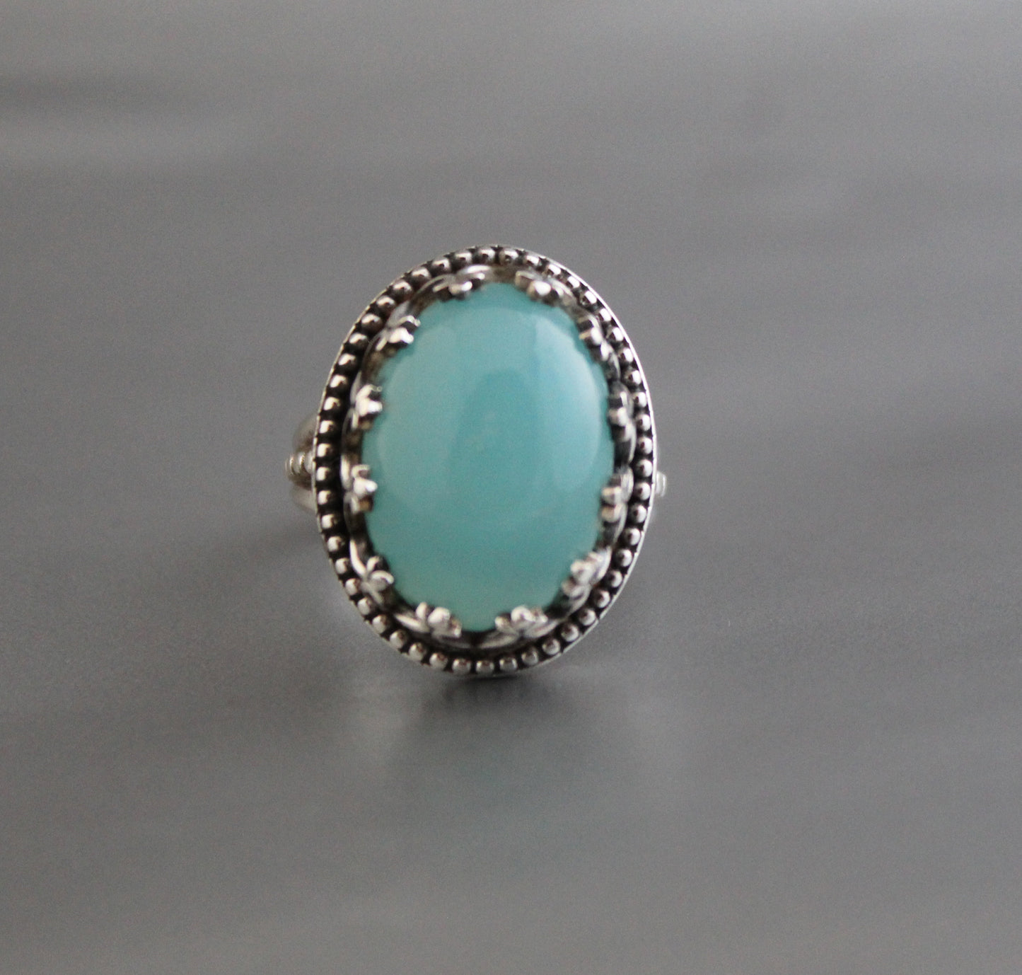 Aqua Chalcedony Ring