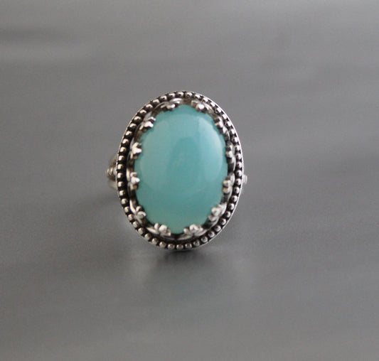 Aqua Chalcedony Ring