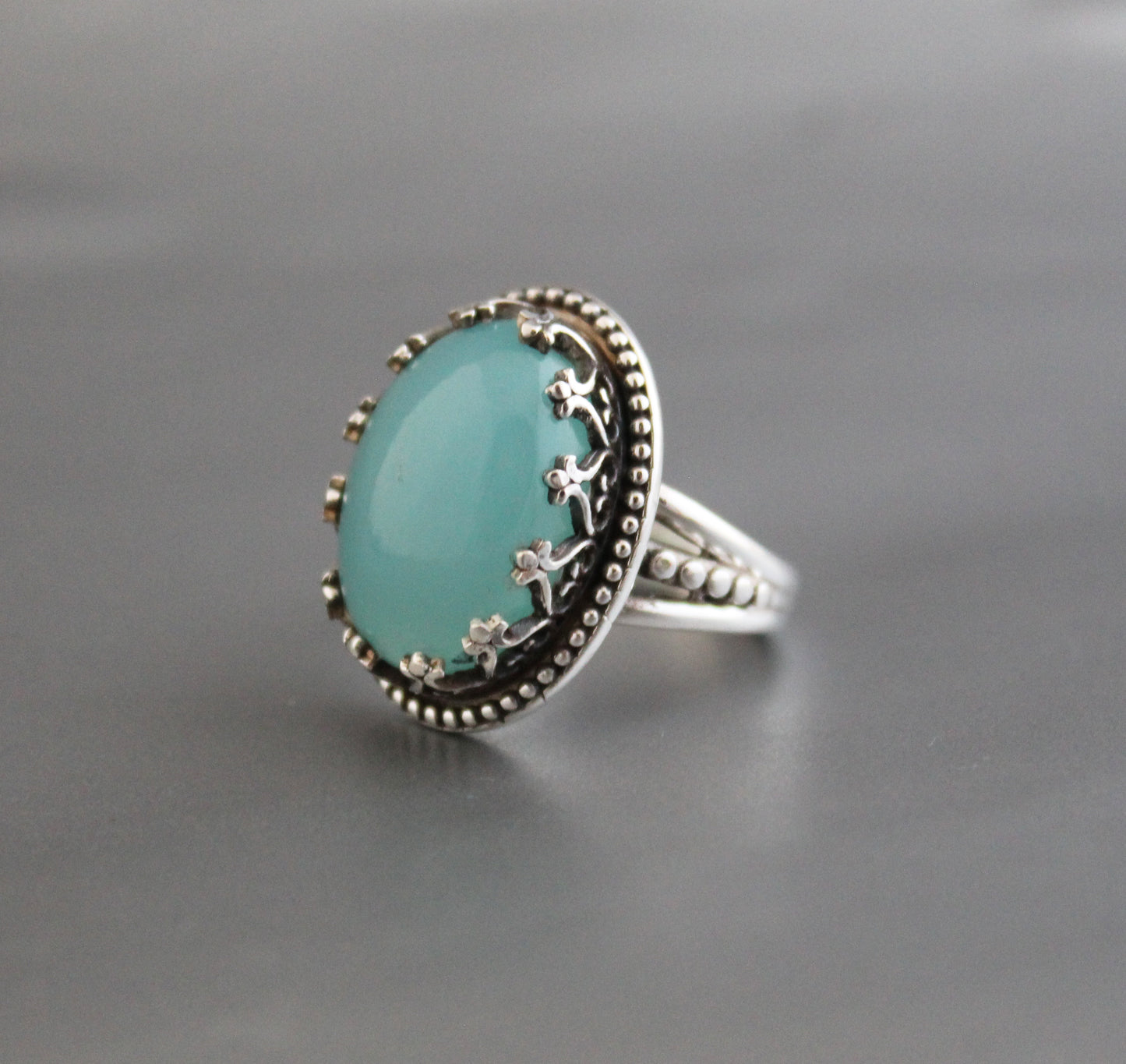 Aqua Chalcedony Ring