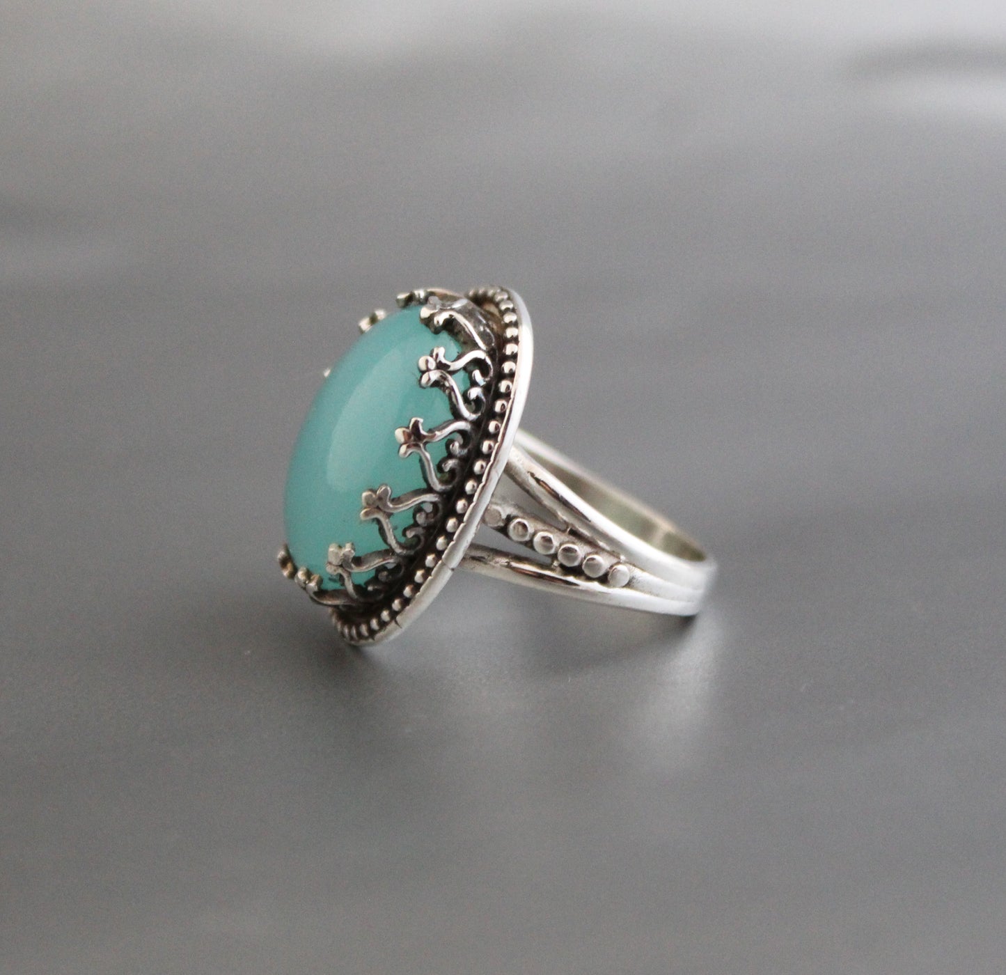 Aqua Chalcedony Ring