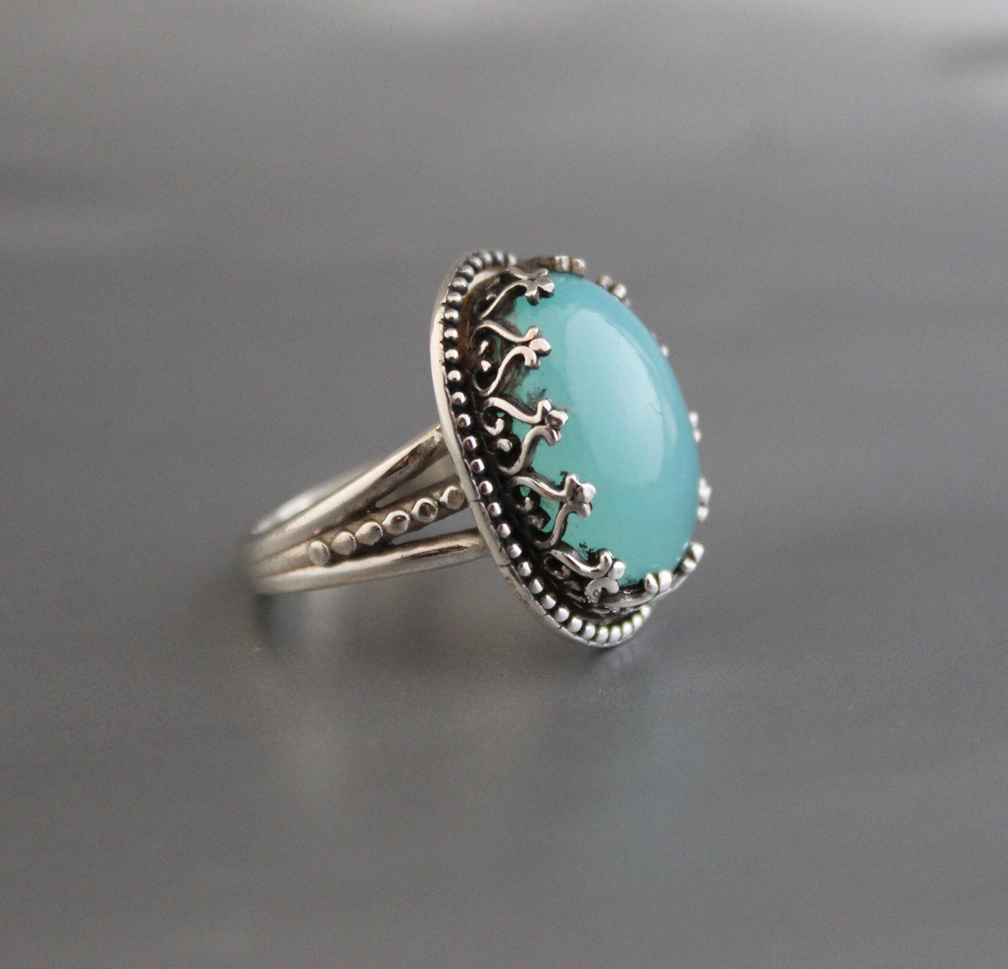 Aqua Chalcedony Ring