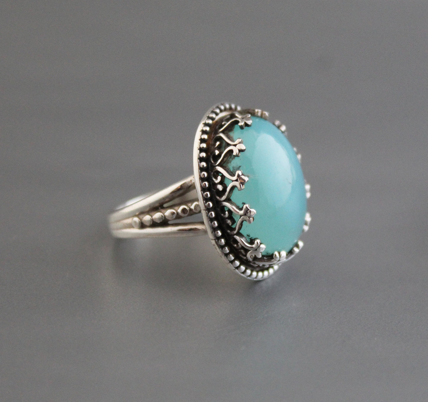 Aqua Chalcedony Ring