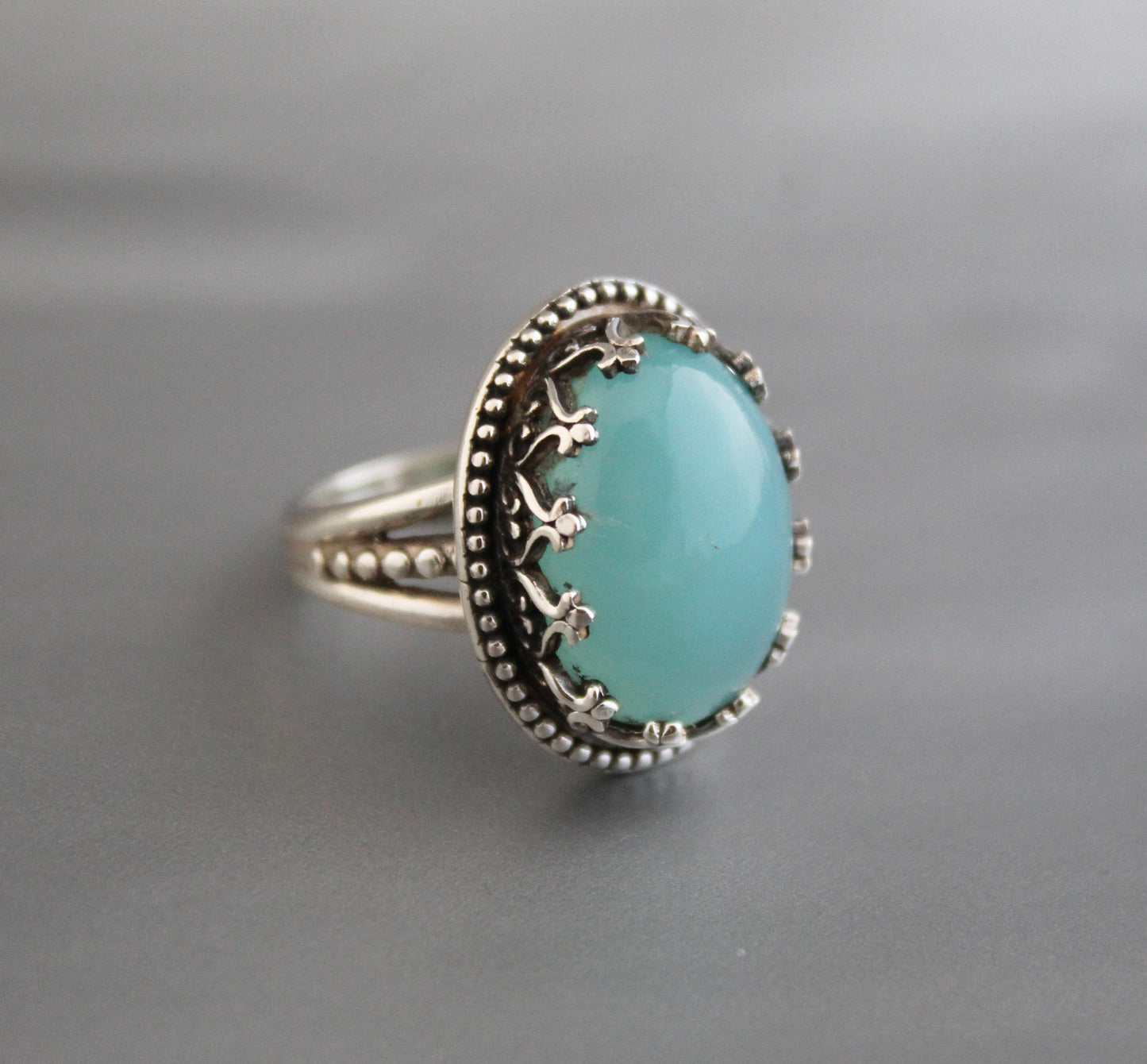 Aqua Chalcedony Ring