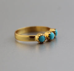 Natural Sleeping Turquoise 925 Sterling Silver Gold Plated Ring
