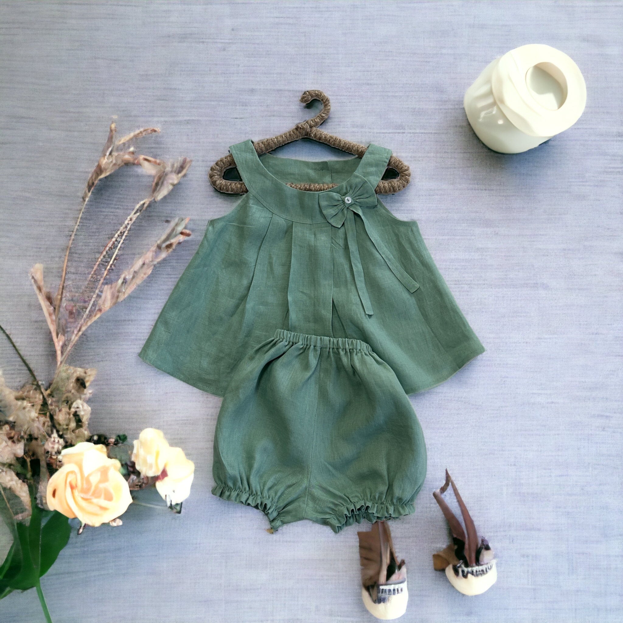 Sleeveless Linen Summer Dress with Bloomer