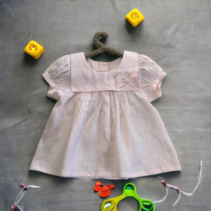 Pink Linen Fall Toddler Baby Shower Dress