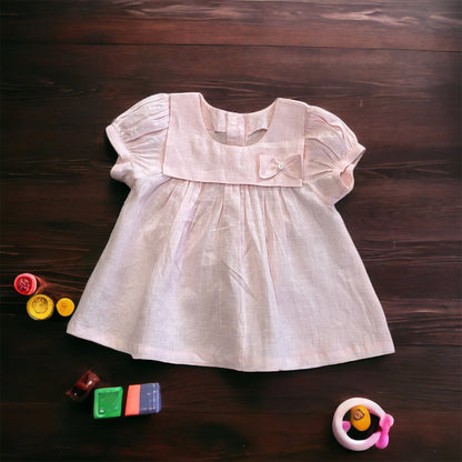 Pink Linen Fall Toddler Baby Shower Dress