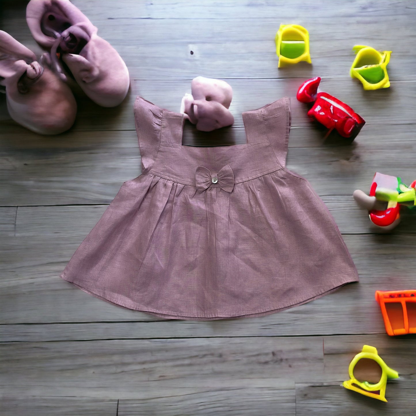 Baby Pink Sleeveless Linen Boho Dress with Matching Bloomer