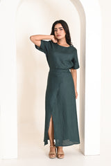 Deep Green Linen Crop Top