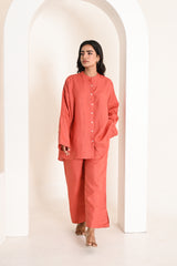 Terracotta Straight Fit Linen Pants
